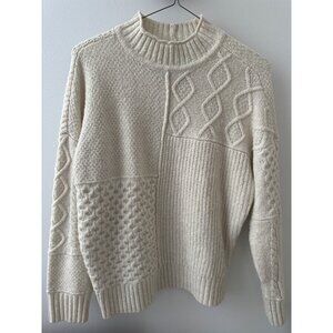 American Eagle Cream Mixed Knit Pattern Sweater S